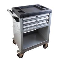 Инструментальная тележка WiederKraft WDK-713 открытая, 3 ящика, 1 полка