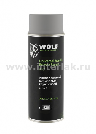 Грунт Wolf универсальный акриловый, серый, спрей 520 мл