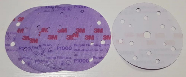 Круг абразивный 3M 51157 260L Purple Hookit полировальный, 15 отверстий, Р1000, 150 мм./50шт